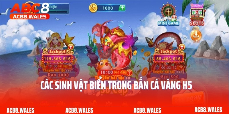 Các sinh vật biển trong bắn cá vàng H5